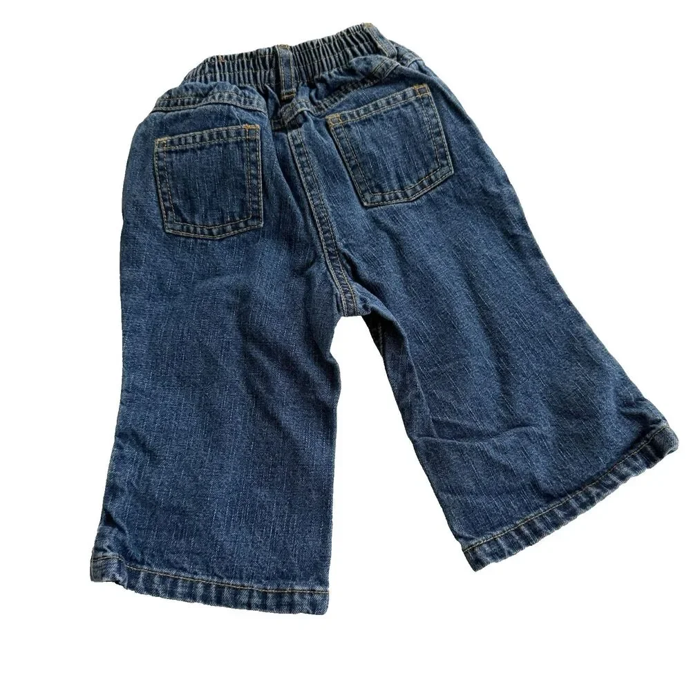 Y2K Gymboree Baby Girl Gingerbread House Jeans Denim Pants Embroidered Sz 6-12 M